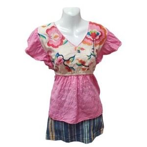 ESABLISHED 1946 Women’s Top Pink With Floral Embroidery Top Size LARGE
